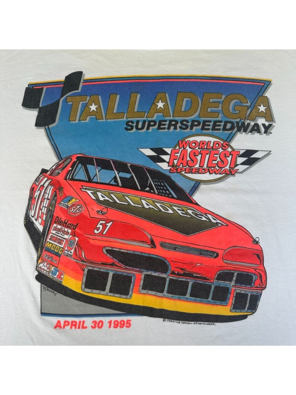 Vintage 90s NASCAR Talladega SuperSpeedway T-Shirt Racing 1995 Single Stitch 3XL - Picture 2 of 5